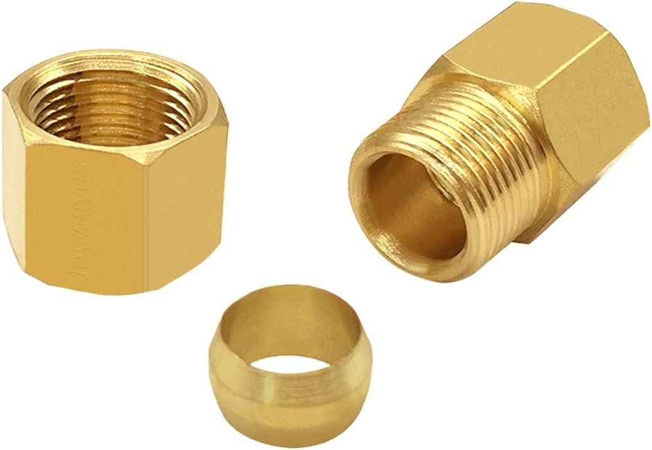 Brass Compression Tube Pipe Fitting 3/8" Tube OD Compression x 1/4" NPT Female Union Connector (Pack of 2)