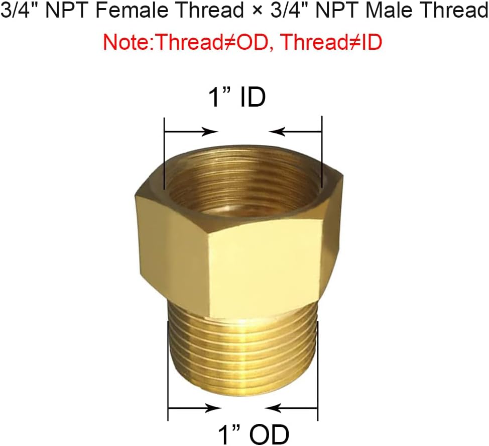 3/4" NPT Thread Female × 3/4" NPT Thread Male Brass Pipe Fitting Adapter （pack of 2)