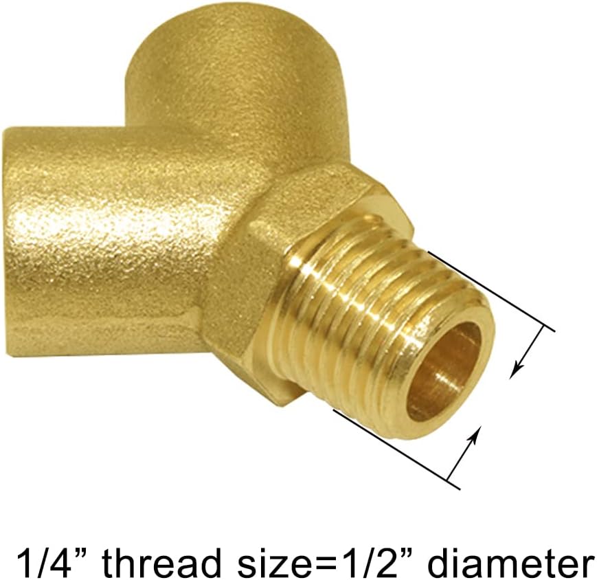 Brass Pipe Fitting Y-shaped 1/4" NPT Female x 1/4" NPT Female x 1/4" NPT Male Connector 3-way Fitting Coupler Adapter (Pack of 2)