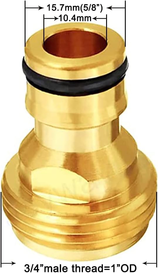3/4” GHT Male Garden Hose Quick Connect Adapter Brass Connect Fitting（Pack of 4）