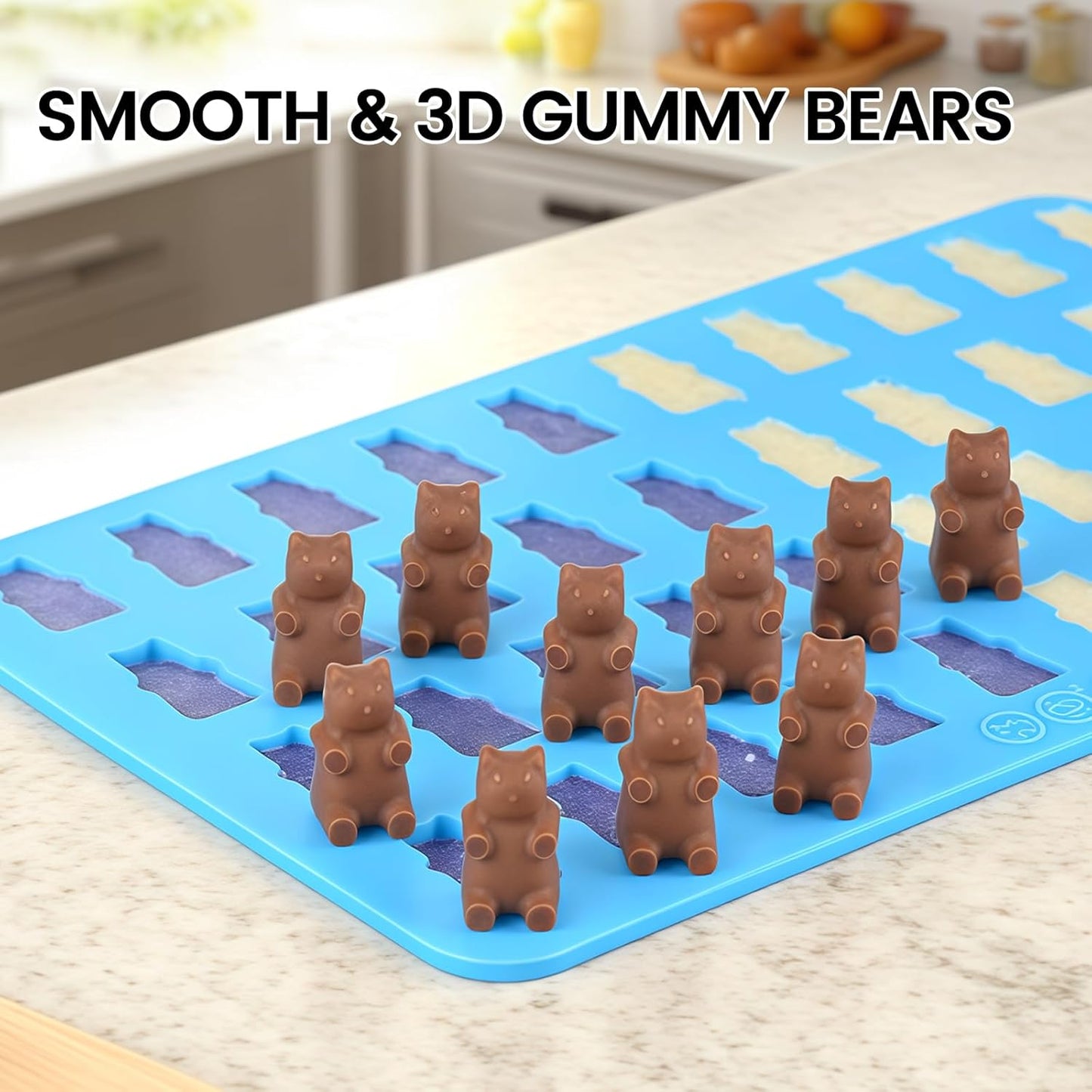 Gummy Molds Bear Candy Silicone - Mini Size Chocolate Gummy Molds with 2 Droppers Nonstick Food Grade Silicone Molds Pack of 4
