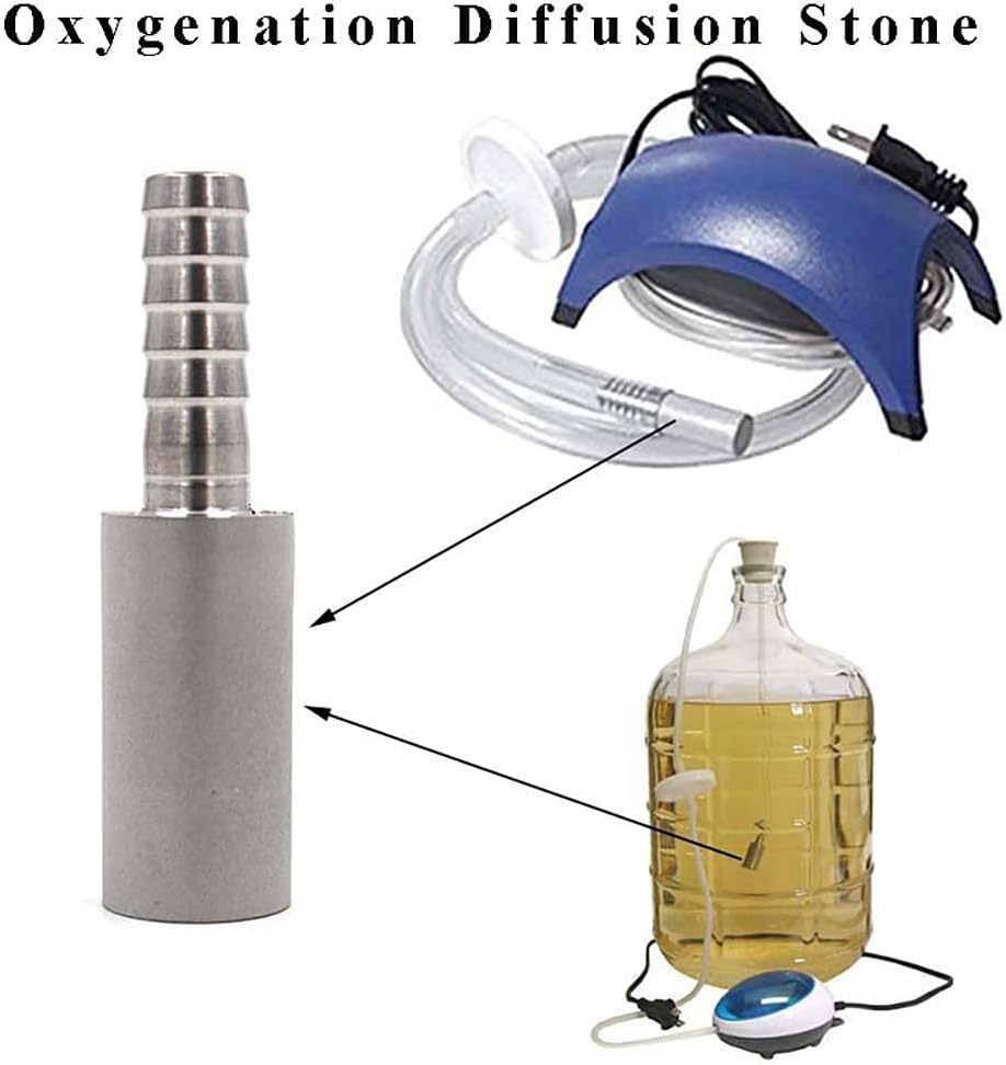 Aeration Stone 0.5 Micron 316 Stainless Steel Oxygenation Diffusion Stone 3/8" Barb for Home brewing Wine Beer Soda
