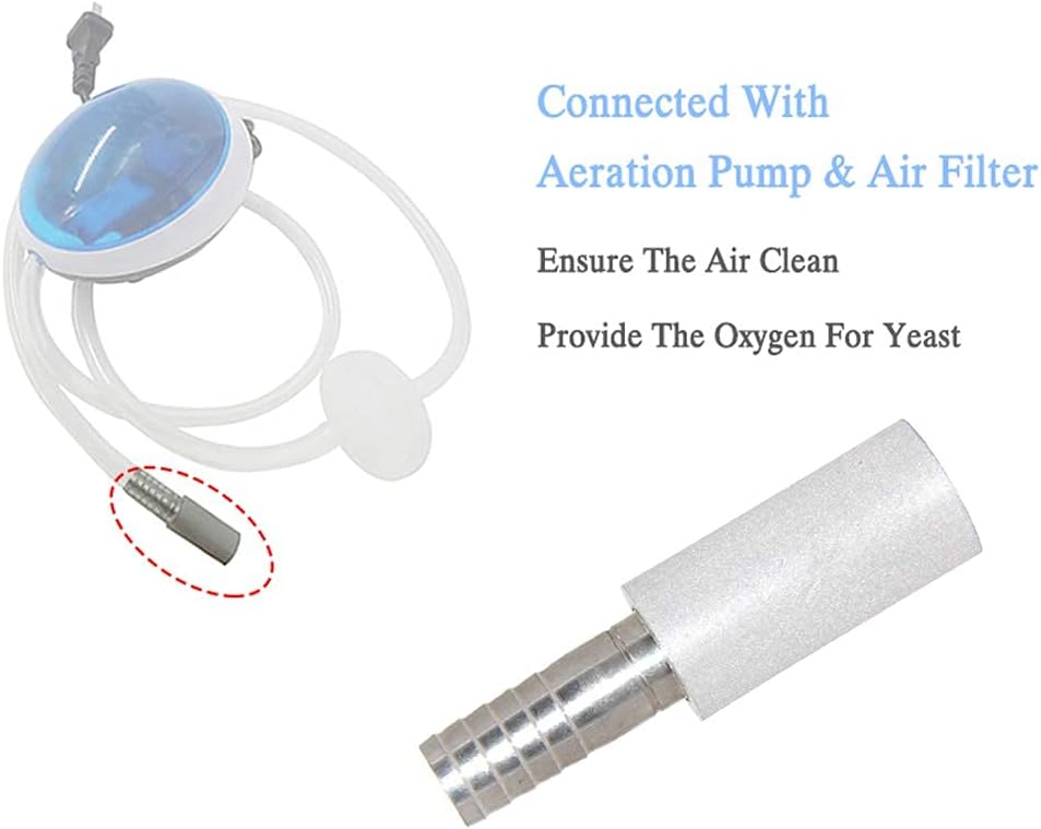 Aeration Stone 0.5 Micron 316 Stainless Steel Oxygenation Diffusion Stone 3/8" Barb for Home brewing Wine Beer Soda