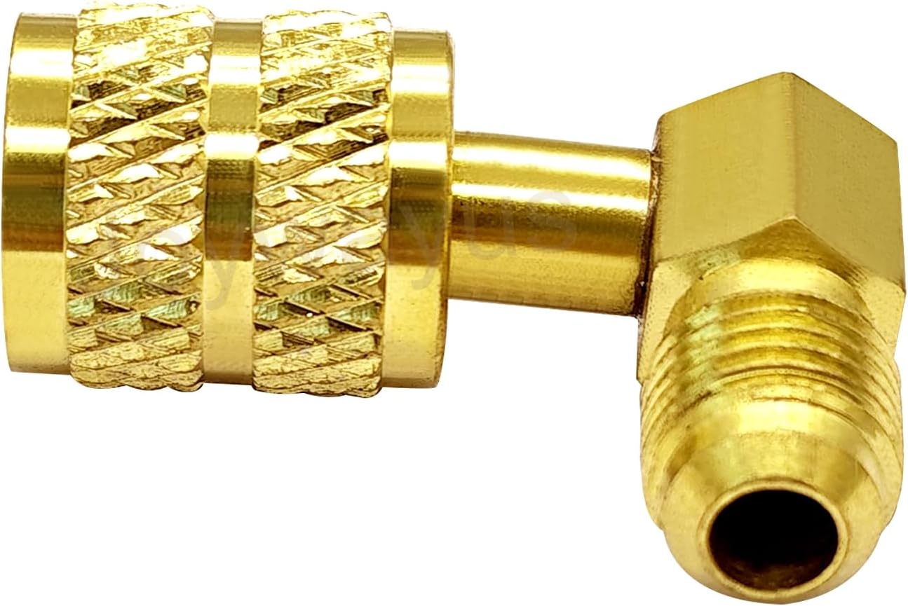 1/4" SAE Male to 5/16" SAE Female Flare Swivel Port 90 Degrees Elbow Adapter for R410A Mini Split HVAC System (Pack of 2)
