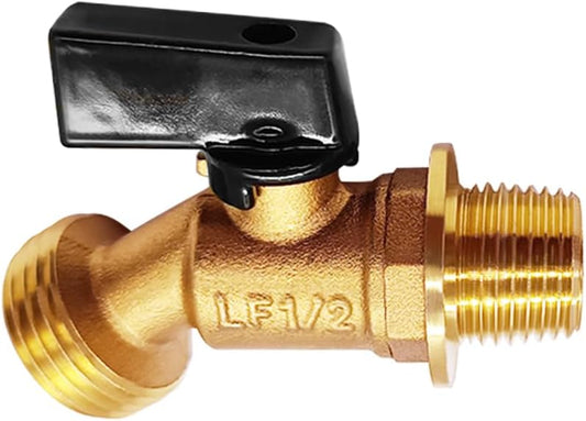 Brass Outdoor Spigot Hose Bibb Valve 1/2" Male NPT Inlet x 3/4" Male GHT Threaded Garden Hose Outlet Connector