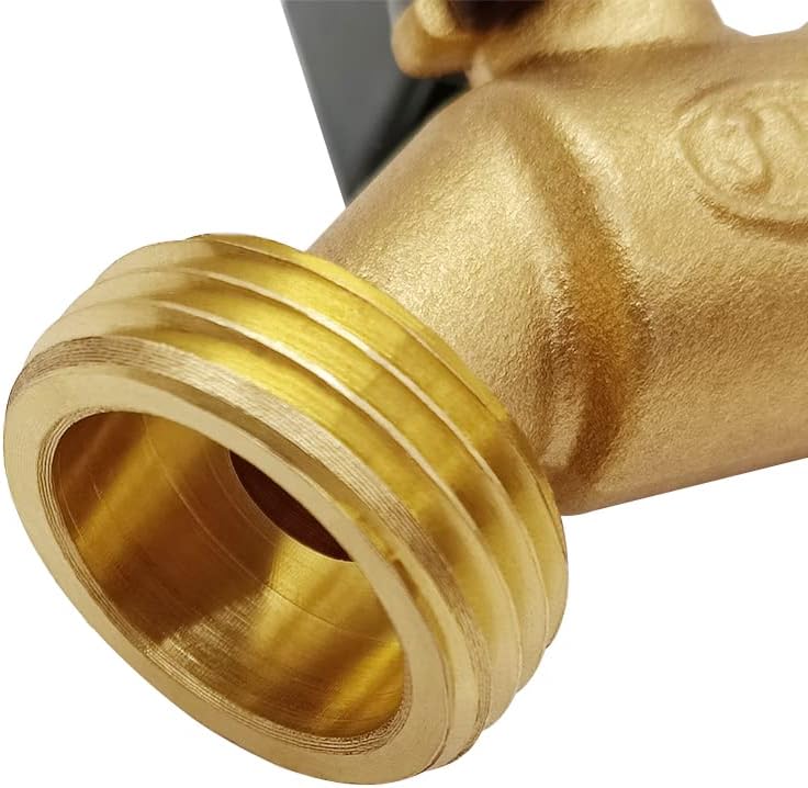 Brass Outdoor Spigot Hose Bibb Valve 1/2" Male NPT Inlet x 3/4" Male GHT Threaded Garden Hose Outlet Connector