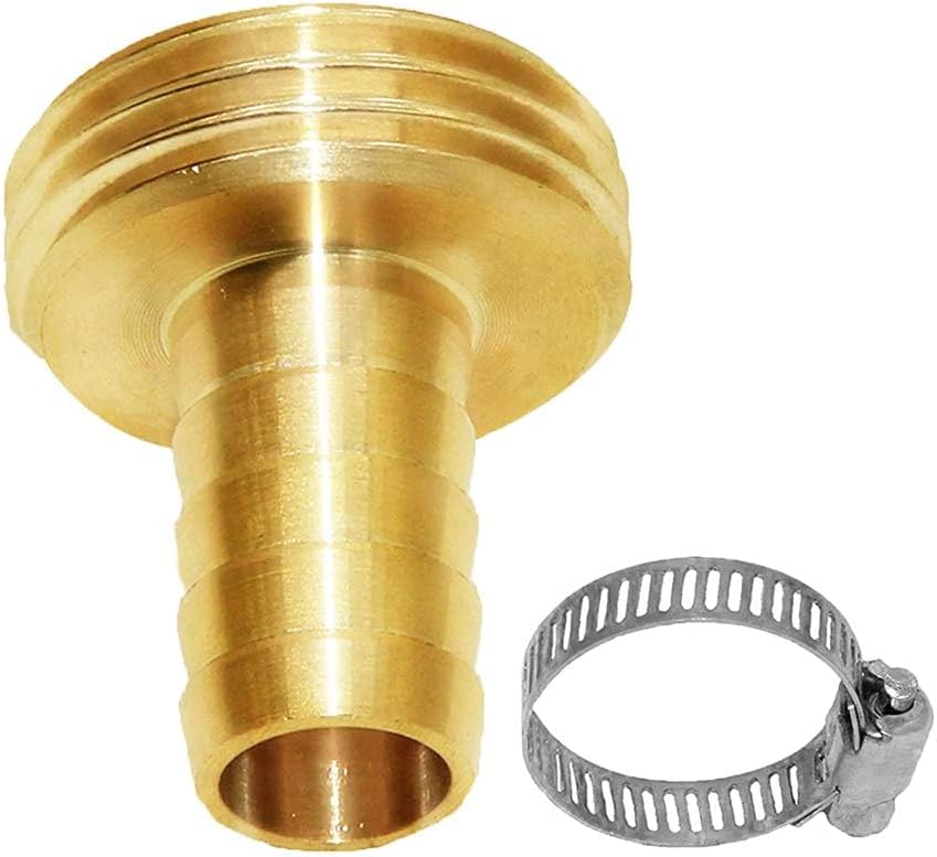Brass 3/4" GHT Shut-Off Ball Valve and 5/8" Barb Garden Water Hose Connector with Clamp Fittings for House/Boat/Lawn/Power Wash/Irrigation