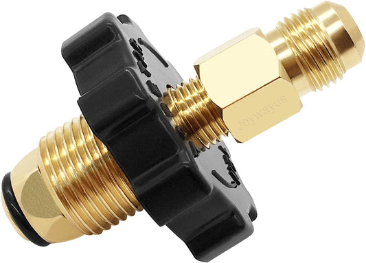 Brass Soft Nose POL Propane Gas LP Tank Adapter with 1/4" NPT Male Fitting and 3/8" Flare Male Adapter Full Flow for Regulator Hose
