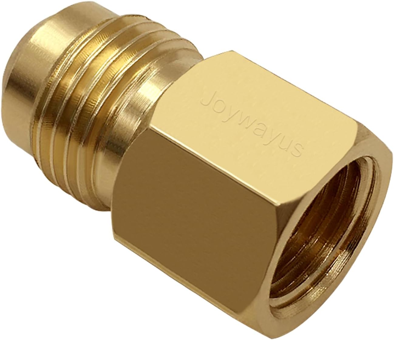Brass Soft Nose POL Propane Gas LP Tank Adapter with 1/4" NPT Male Fitting and 3/8" Flare Male Adapter Full Flow for Regulator Hose