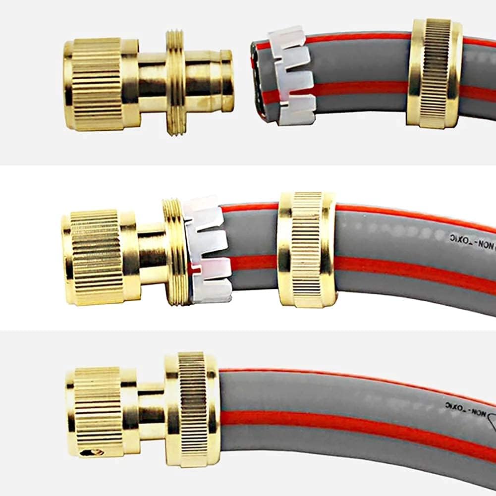 1/2" ID Hose Solid Brass Fitting Closed Flow Garden Tools Quick Repair Damaged Leaky Adapter Garden Water Irrigation Quick Connector (Pack of 2)