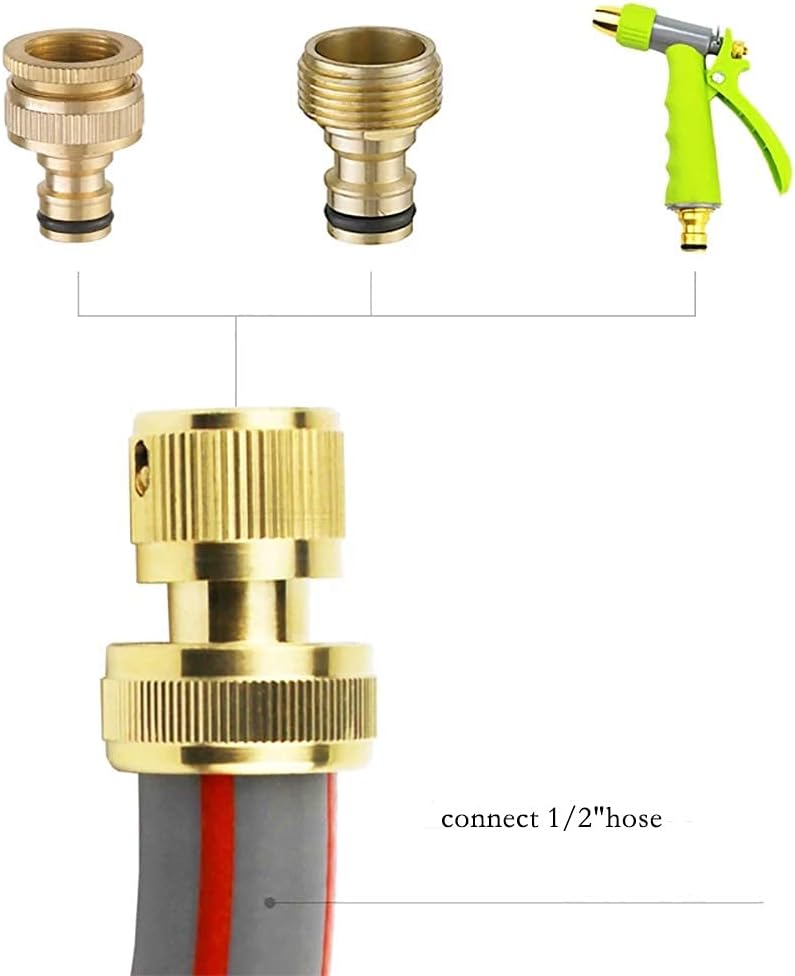 1/2" ID Hose Solid Brass Fitting Closed Flow Garden Tools Quick Repair Damaged Leaky Adapter Garden Water Irrigation Quick Connector (Pack of 2)