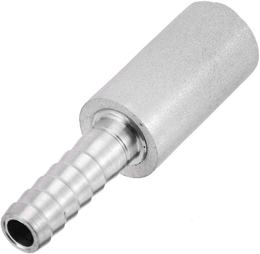 Aeration Stone 0.5 Micron Stainless Steel Oxygenation Diffusion Stone 1/4" Barb for Home brewing Wine Beer Soda + 20 Inch Silicone Hose (Pack of 2)
