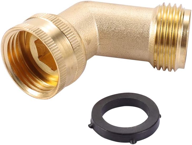 Brass Garden Hose Elbow Connector 45 Degree Hose Elbow Fitting Quick Swivel Connect 3/4" Garden Hose Thread 2pcs with Extra 6 Pressure Washer