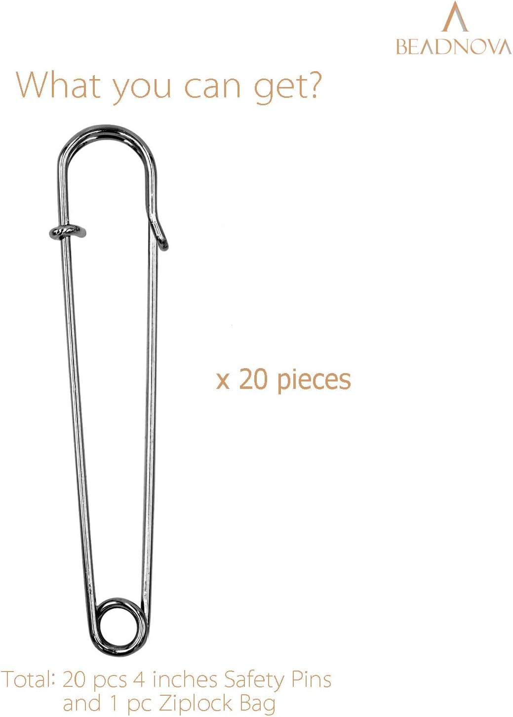 4 Inch Large Safety Pins for Clothes Big Heavy Giant Safety Pin for Fashion, Sewing, Quilting, Blankets, Upholstery, Laundry and Craft (10cm, 20pcs)