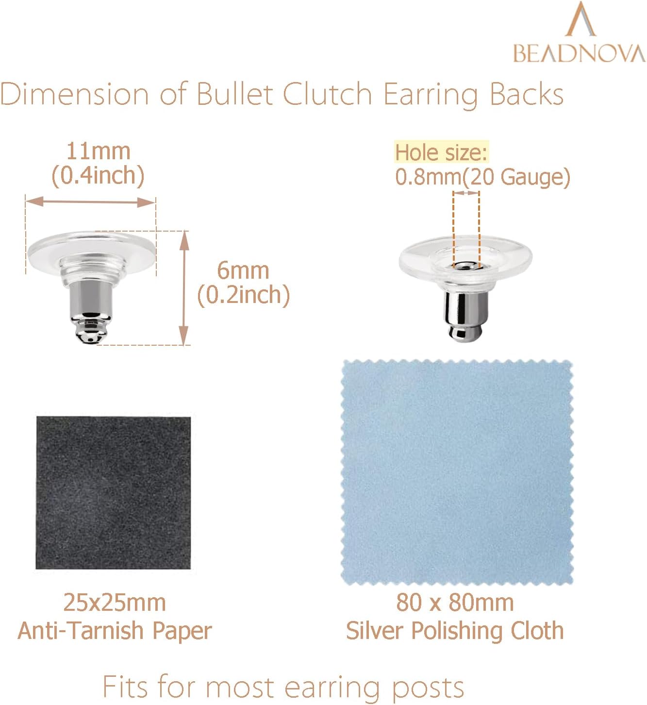 Earring Backs 240pcs Replacements Silver Plated Pierced Hypoallergenic Earring Backs Stoppers Safety Bullet Clutch with Pad for Posts