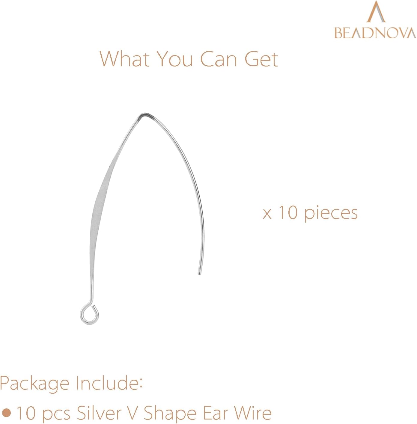 V Shape Ear Wire Long Earring Wire Earring Hook for Dangle Earwire Making Jewelry Making Ear Post DIY (Silver 43mm, 10pcs)