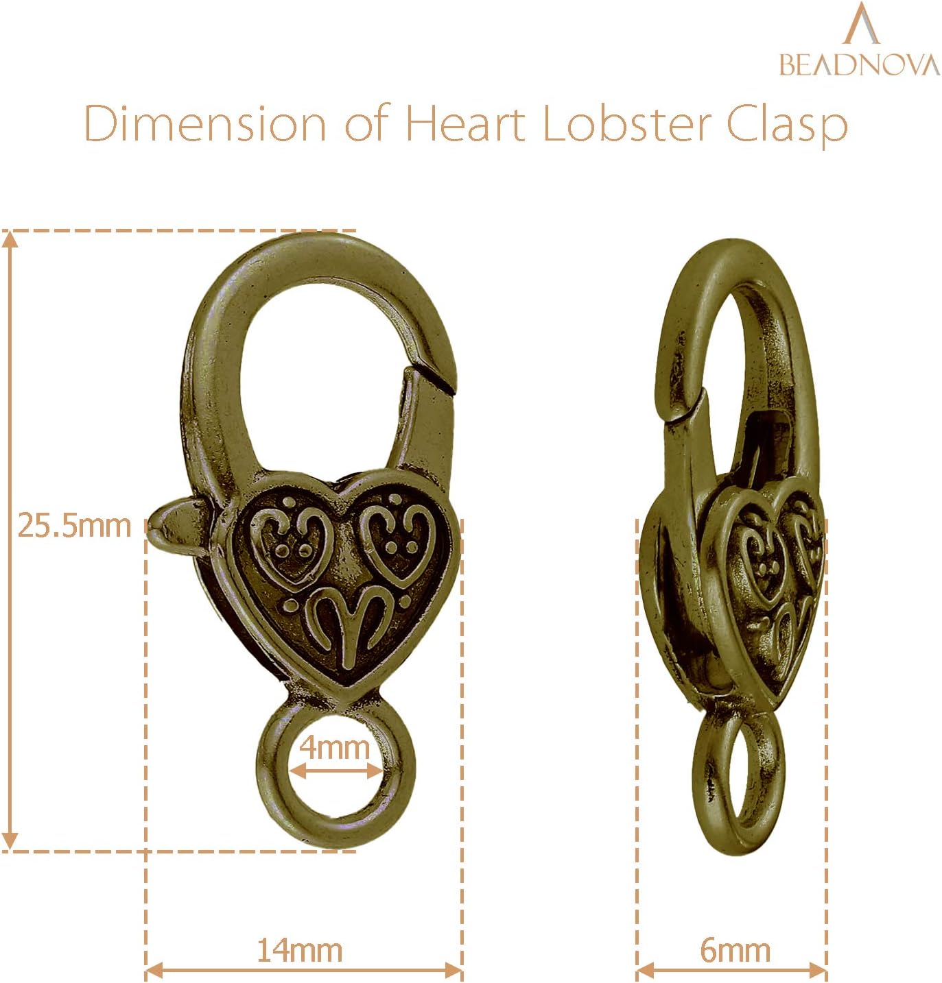 Heart Lobster Clasps 20 Pieces Large Tibetan Antique Heart Lobster Claw Clasps for Jewelry Making Findings Crafts (10pcs Silver, 10pcs Bronze)
