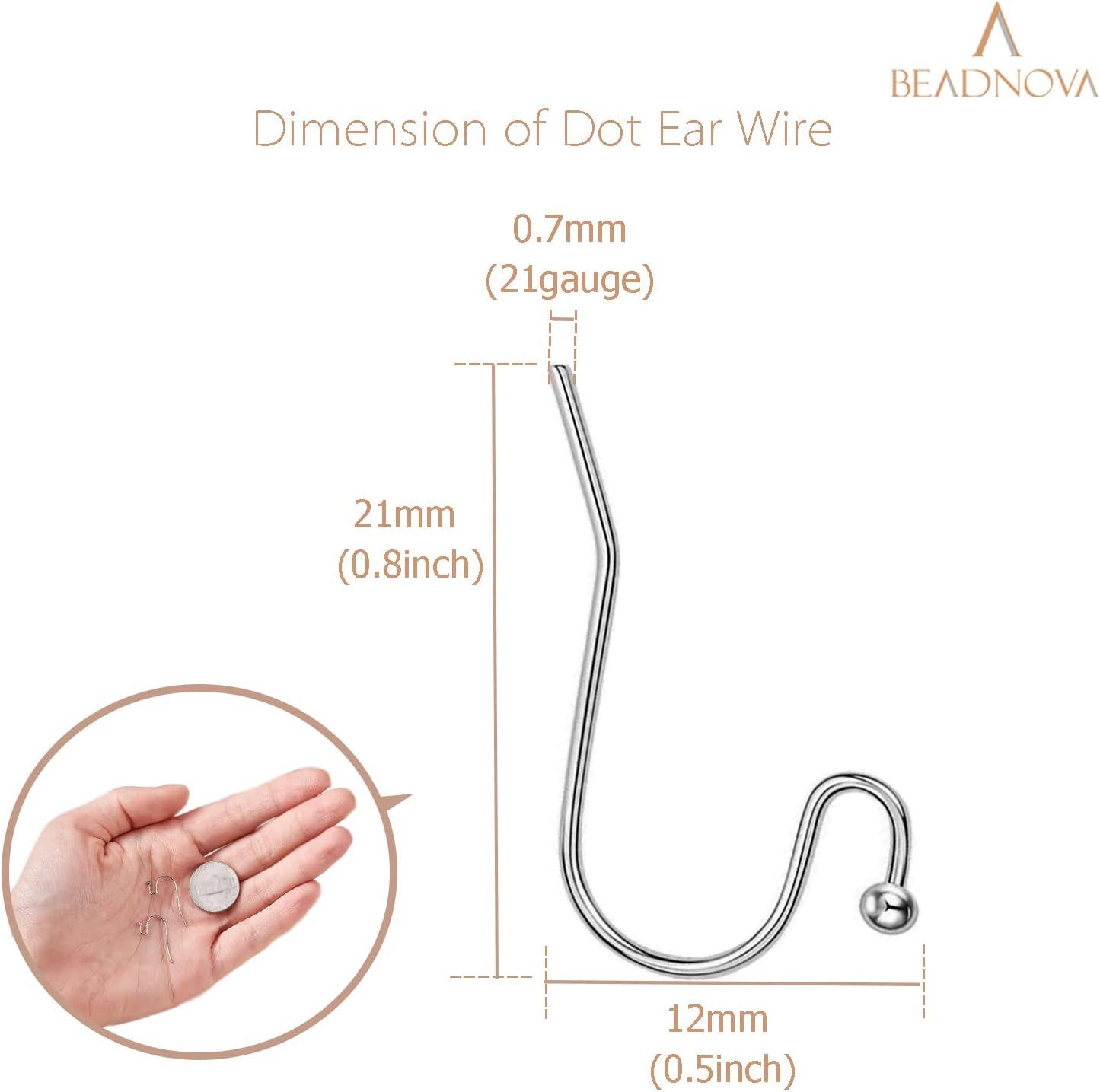 Earring Hooks 150pcs Stainless Steel Ball Dot Ear Wire with Rubber Backs Earwire for Jewelry Making Earring Supplies (150pcs Ear Wire and 150 pcs Backs, Total 300pcs)