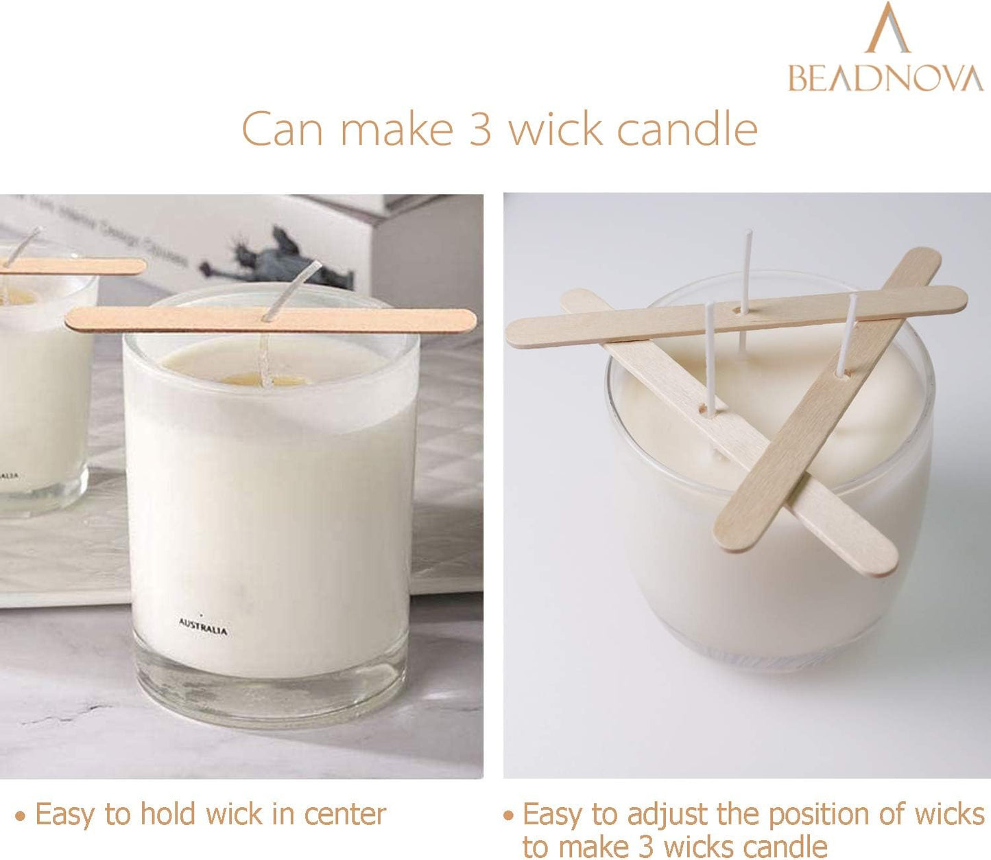 Candle Wicks Set 150 Pcs Candle String Cotton Wicks with 50 Pcs Wooden Holders Centering Device for Making Supplies DIY (4, 6, 8 Inch)