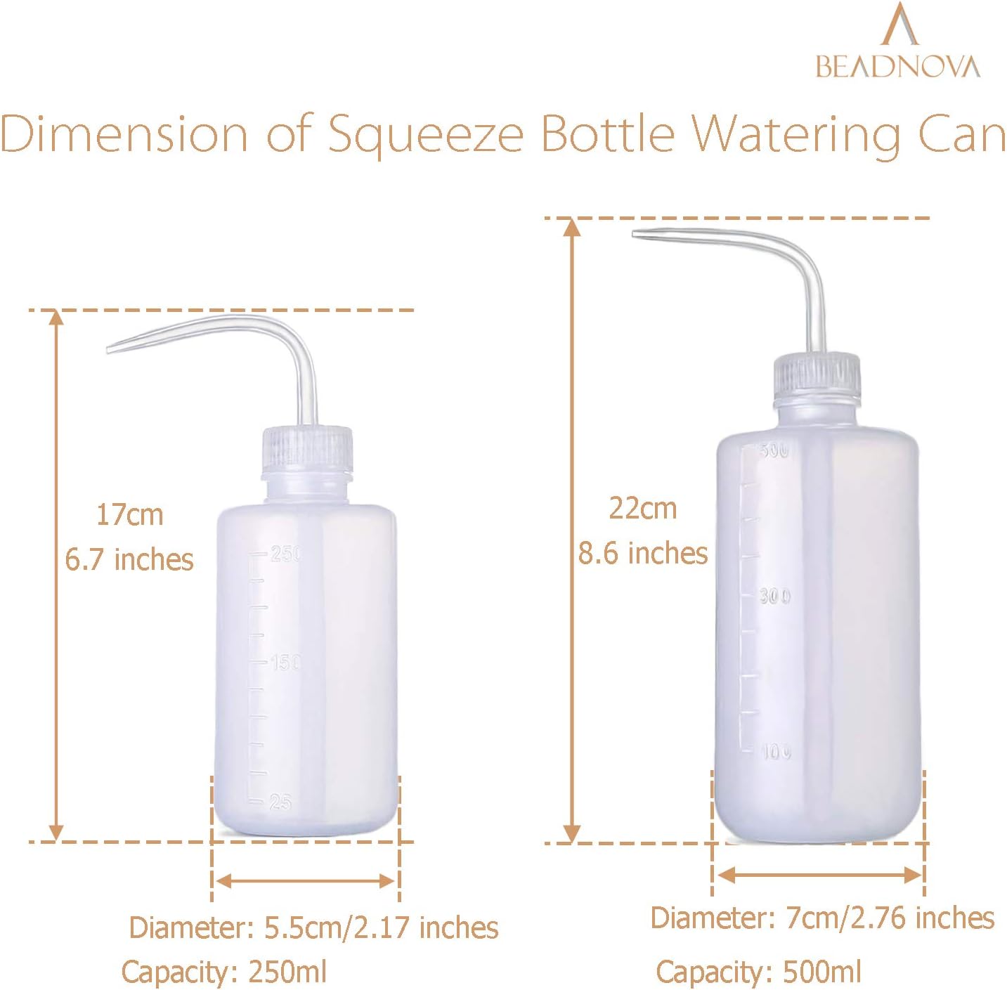 Squeeze Bottle Plant Watering Can Eye Wash Bottle Squeeze Irrigation Plastic Small Watering Can for Indoor Plants Tattoo (2pcs, 250ml and 500ml)