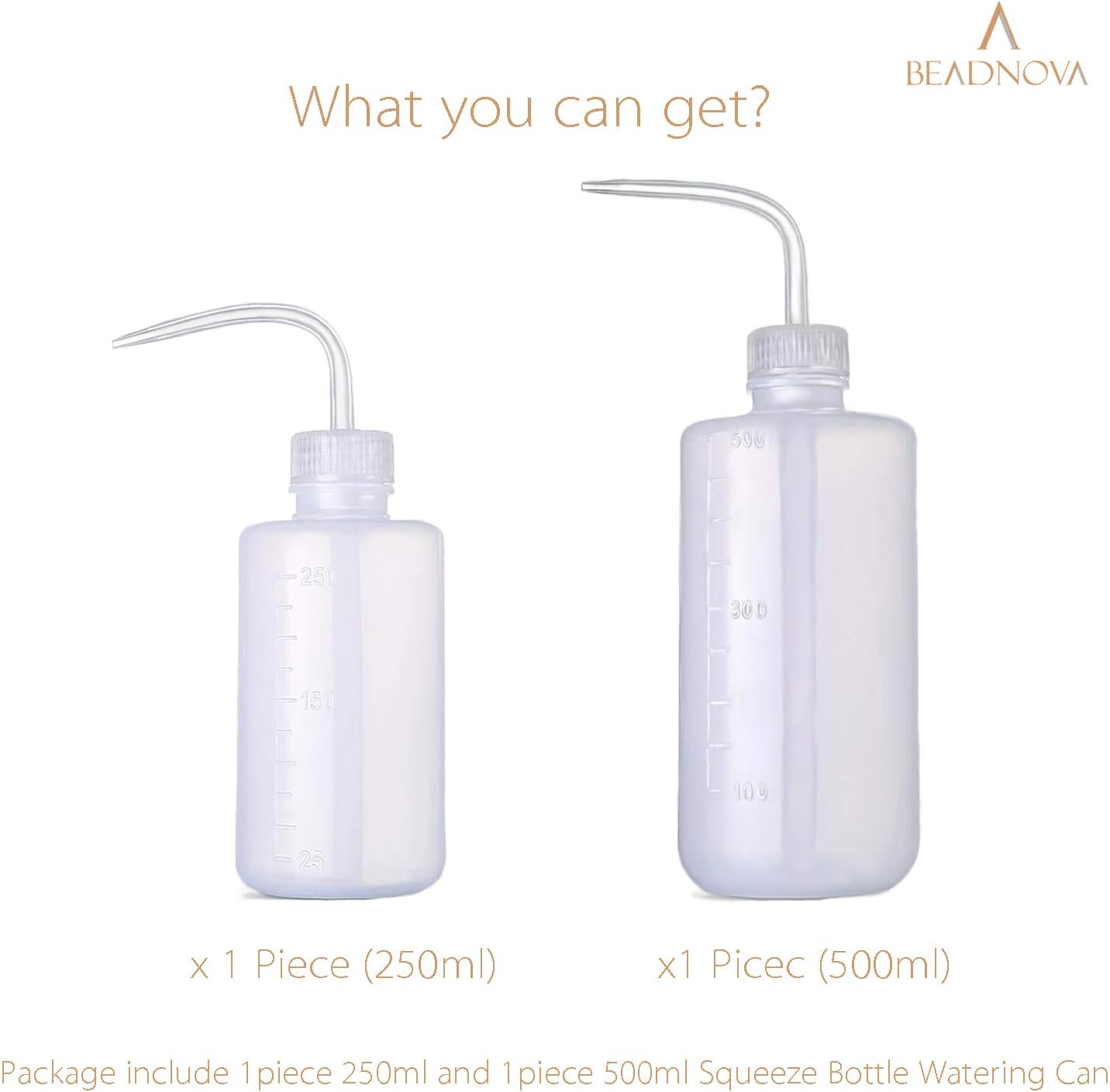 Squeeze Bottle Plant Watering Can Eye Wash Bottle Squeeze Irrigation Plastic Small Watering Can for Indoor Plants Tattoo (2pcs, 250ml and 500ml)