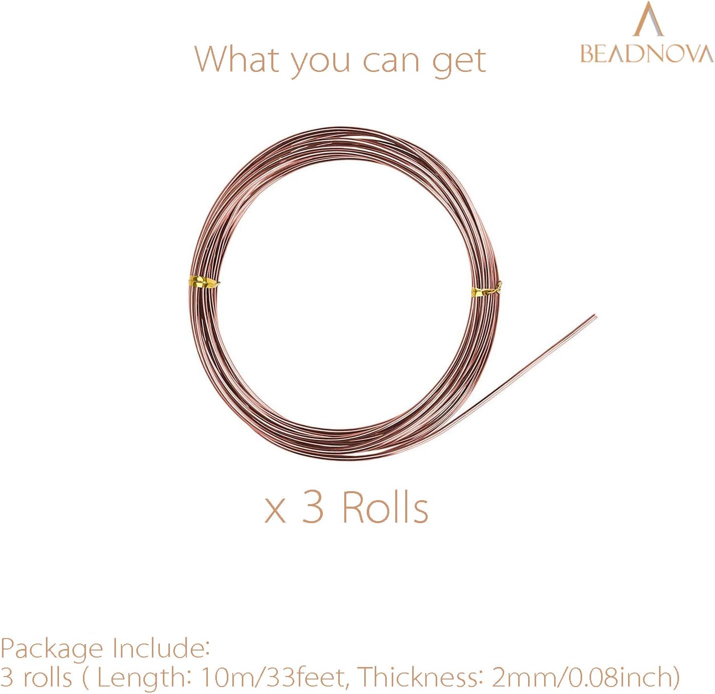 Plant Training Wire 98 Feet Copper Bonsai Tree Aluminium Plant Wire for Training Indoor and Outdoor (Copper, 2mm, 30m)