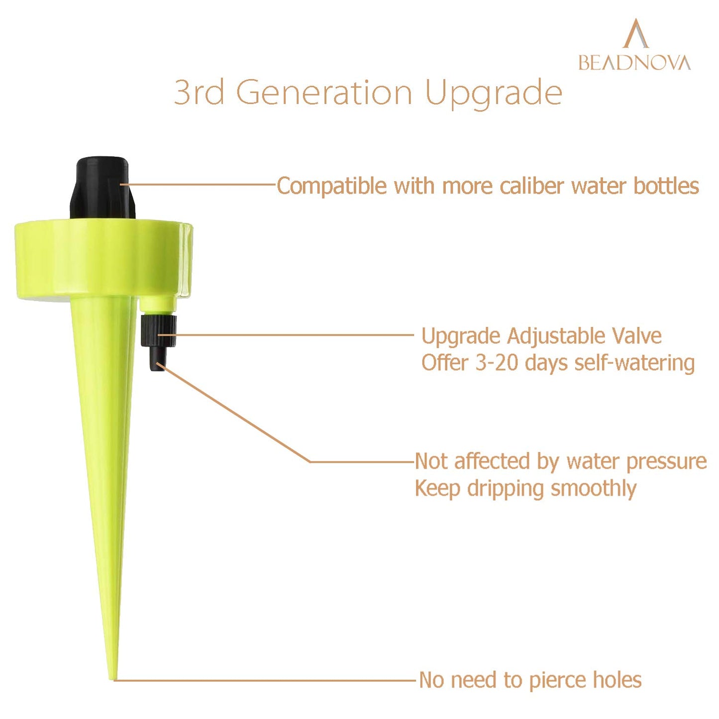 Plant Self Watering Spikes Automatic Irrigation Equipment Adjustable Self Watering Spikes for Plants with Slow Release Control Valve (Orange Blue Green, 6pcs)