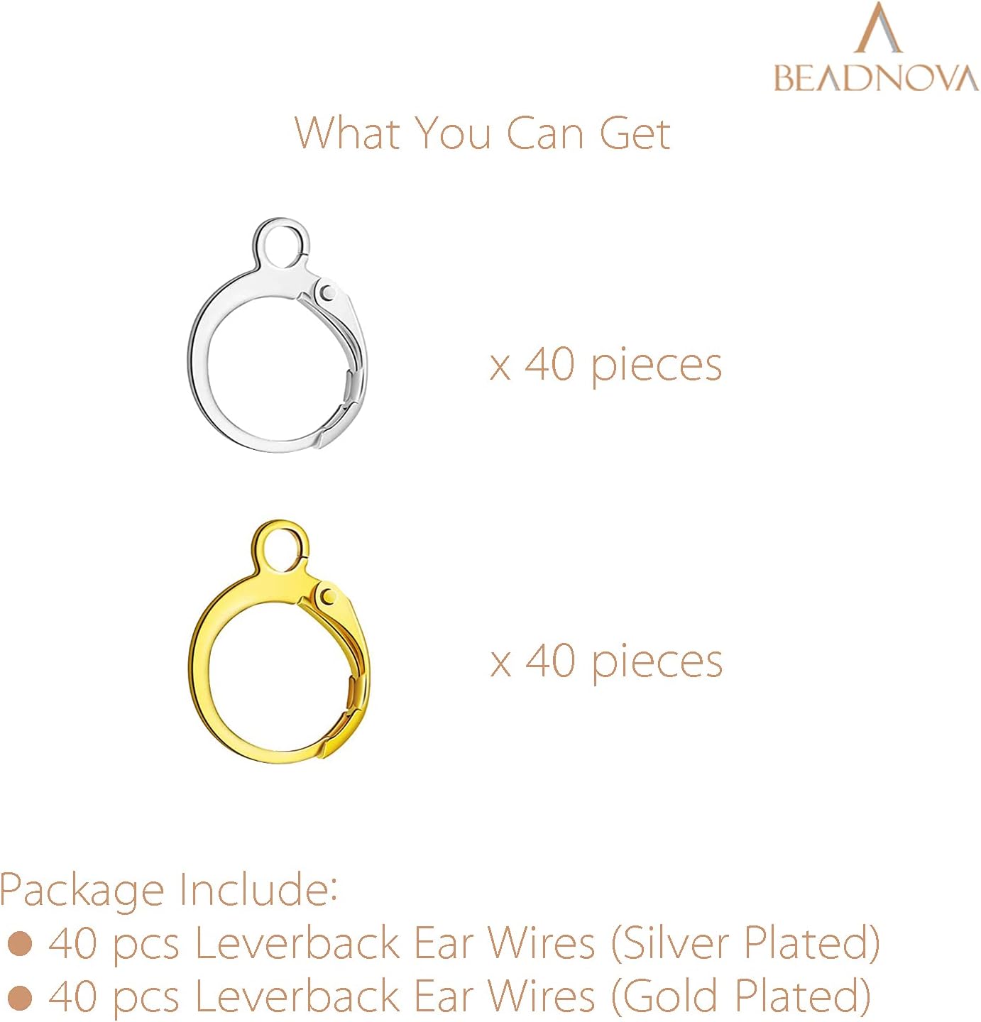 Leverback Earring Hooks 80pcs French Ear Wire Lever Back Earwire for Jewelry Making Crafting (Gold and Silver)