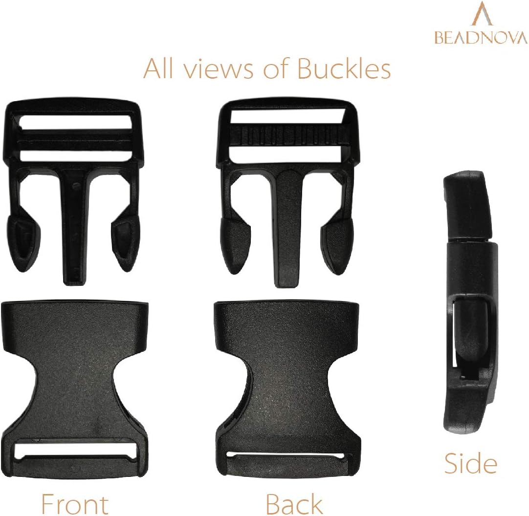 Side Release Buckle 1 Inch Plastic Buckles Clip Adjustable Release for Paracord Webbing Belt (Black, 1 Inch, 30 Piece)