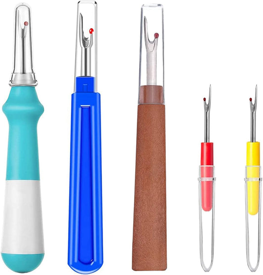 Seam Ripper 5pcs Plastic Thread Cutter Stitch Remover Large Thread Remover Stitch Eraser Tag Ripper for Clothes Crafting Embroidery (4 Styles)