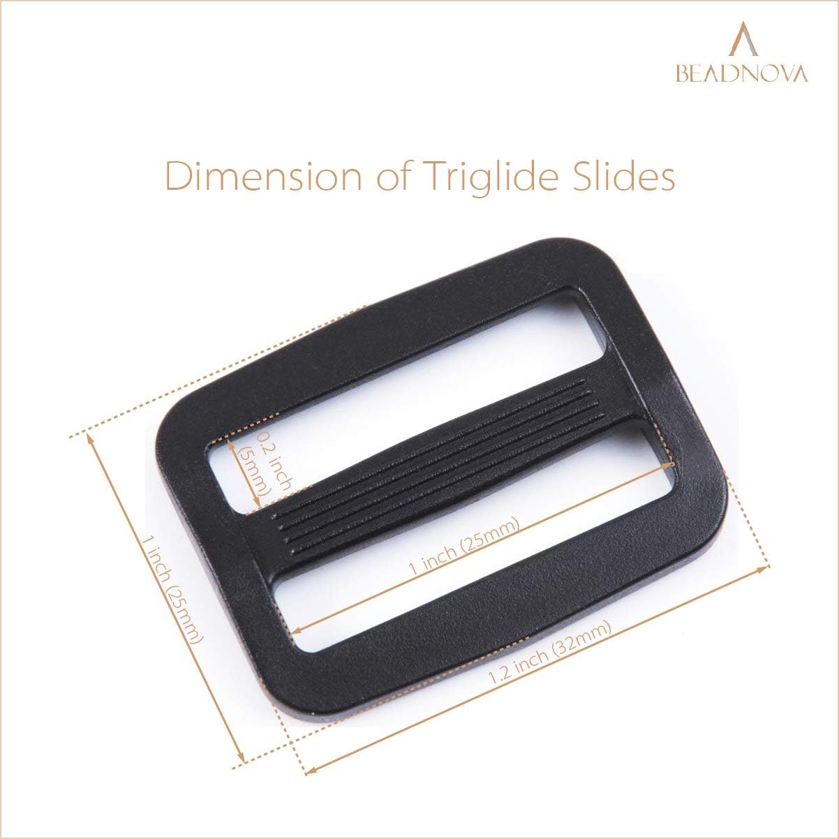 Triglide Slide Buckle 1 Inch Plastic Slide Buckle Webbing Slider for Belt Backpack Bag DIY (50 Piece, Black)