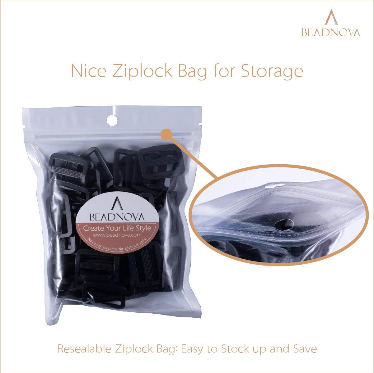 Triglide Slide Buckle 1 Inch Plastic Slide Buckle Webbing Slider for Belt Backpack Bag DIY (50 Piece, Black)