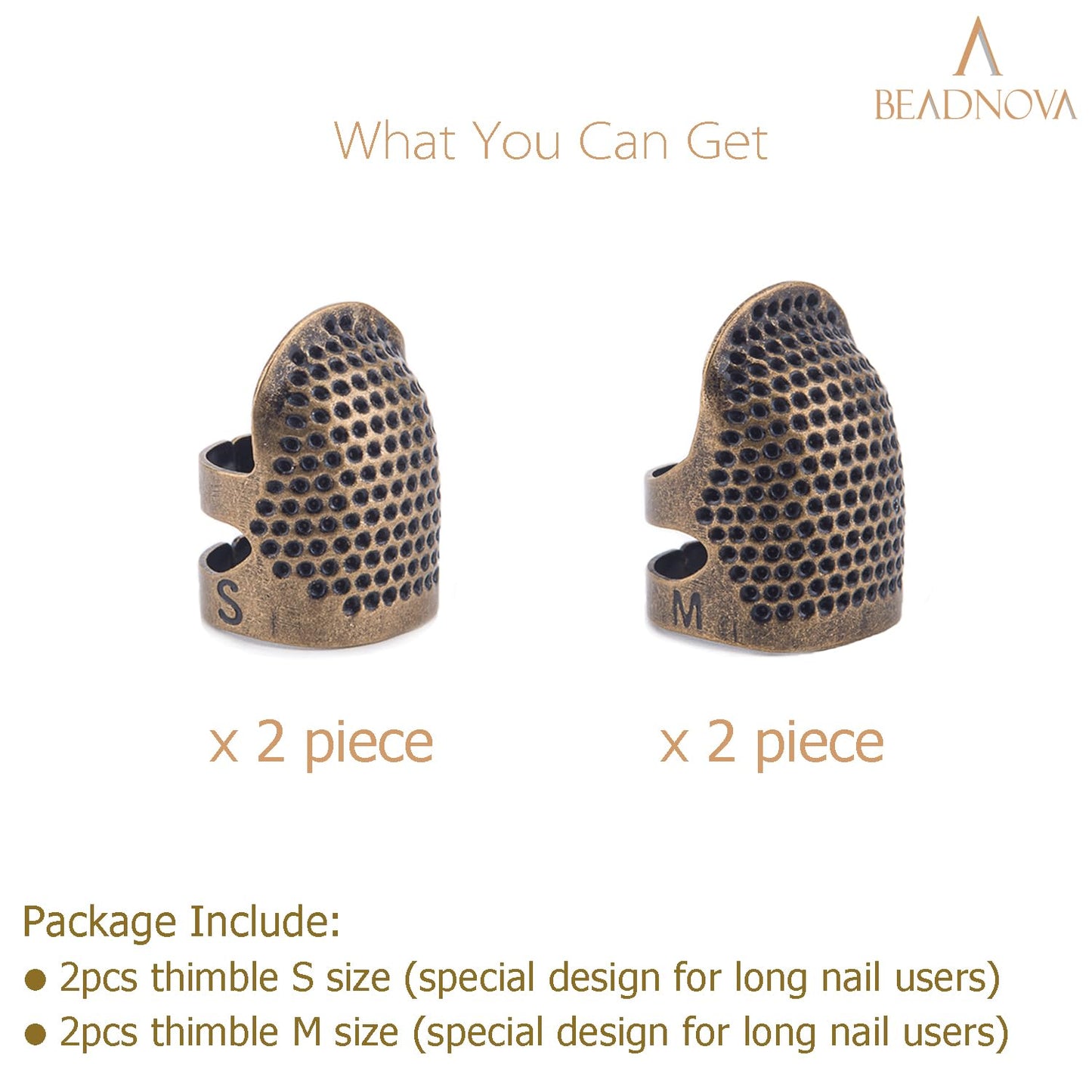 Thimbles for Hand Sewing Thimble Finger Protectors for Sewing Accessories and Tools Thimbles for Hand Quilting Knitting Hand Embroidery Sewing Finger Protector (Sizes S and M, 4 Pcs)