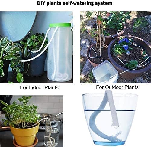 Self Watering Capillary Wick Cord (30 feet 1/6 inch+50 feet 1/4 inch) Vacation Plant Sitter DIY Self-Watering Planter Pot Automatic Wicking Hydroponic System Potted Auto Seedling Waterer Rope