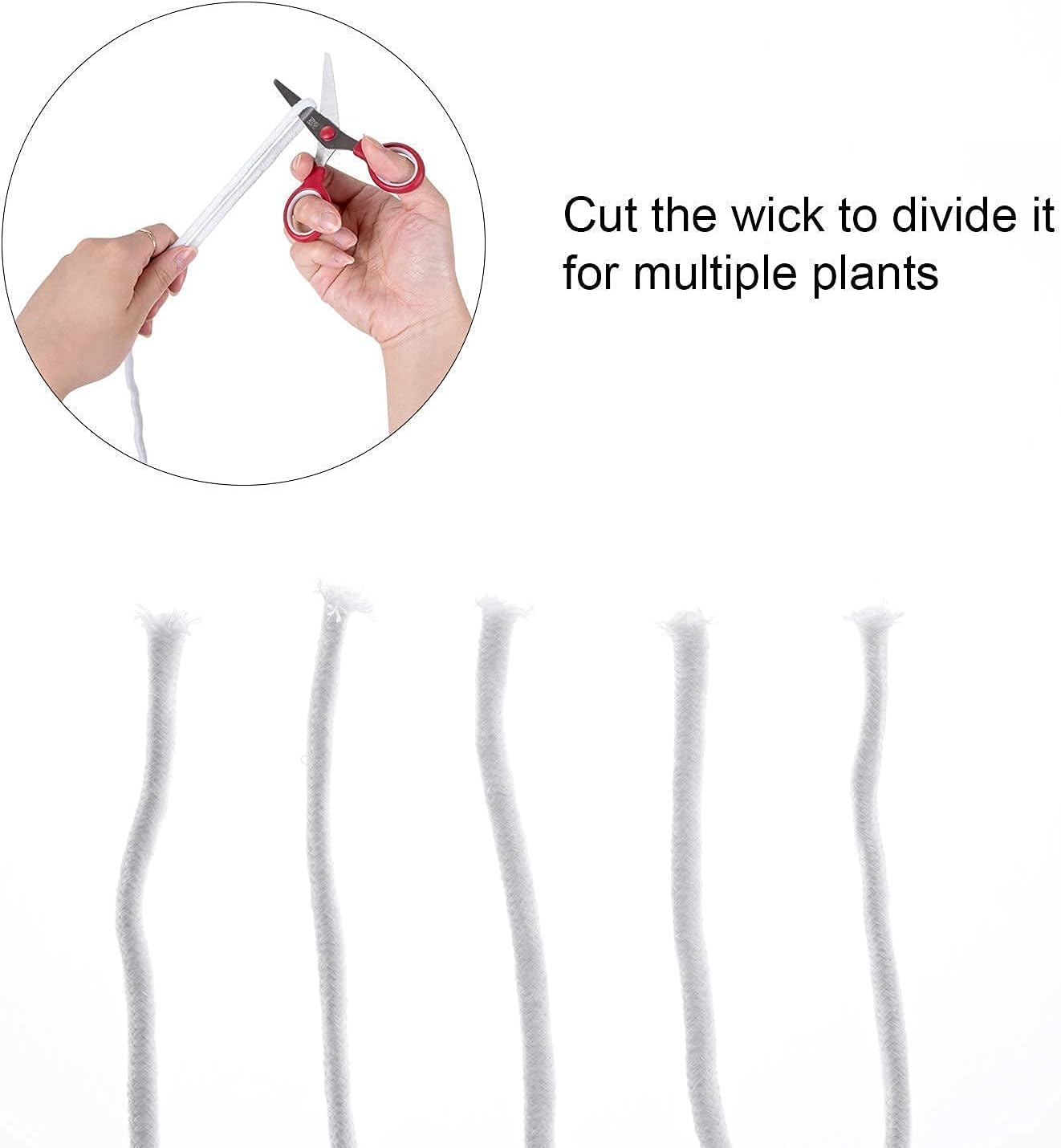 Self Watering Capillary Wick Cord (30 feet 1/6 inch+50 feet 1/4 inch) Vacation Plant Sitter DIY Self-Watering Planter Pot Automatic Wicking Hydroponic System Potted Auto Seedling Waterer Rope
