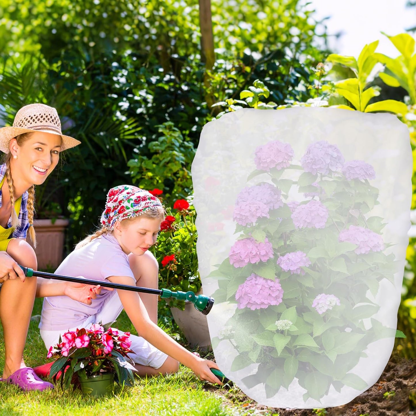 3.3 x 2.6Ft Garden Plant Shade Cover with Drawstring, Non-Woven Garden Shade Sun Protection Plants Cover, White Light Refraction Fruit Tree Sunshade Cloth for Protect Plant from Direct Sunlight