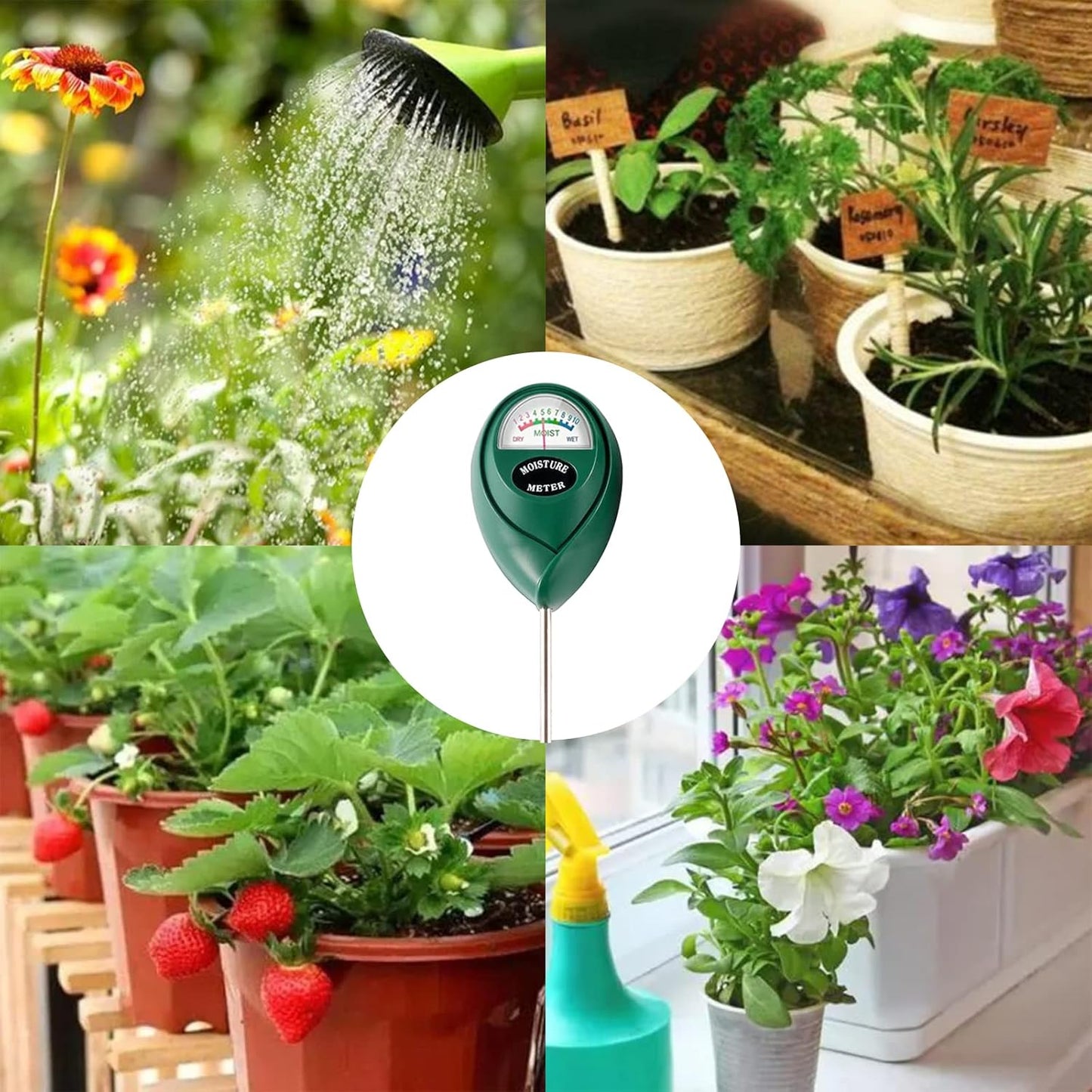 Extended Long Probe Soil Moisture Meter, 2 Pack Plant Water Meter Soil Meter Moisture Sensor Hygrometer for Indoor Outdoor Plant Care,No Battery Needed(Green)