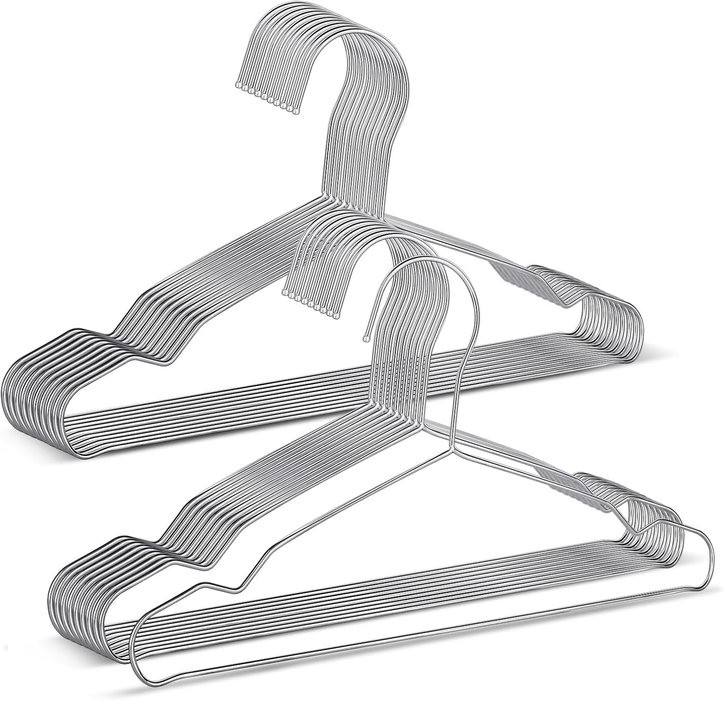 20 Pack Silver Stainless Steel Kids Hangers, Space-Saving Non-Slip, Perfect for Baby, Toddler & Kids' Clothes
