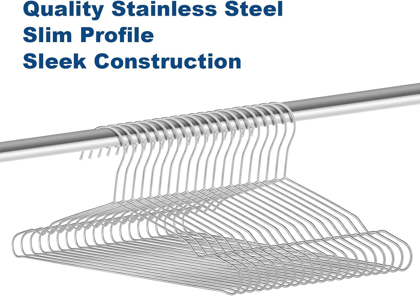 20 Pack Silver Stainless Steel Kids Hangers, Space-Saving Non-Slip, Perfect for Baby, Toddler & Kids' Clothes