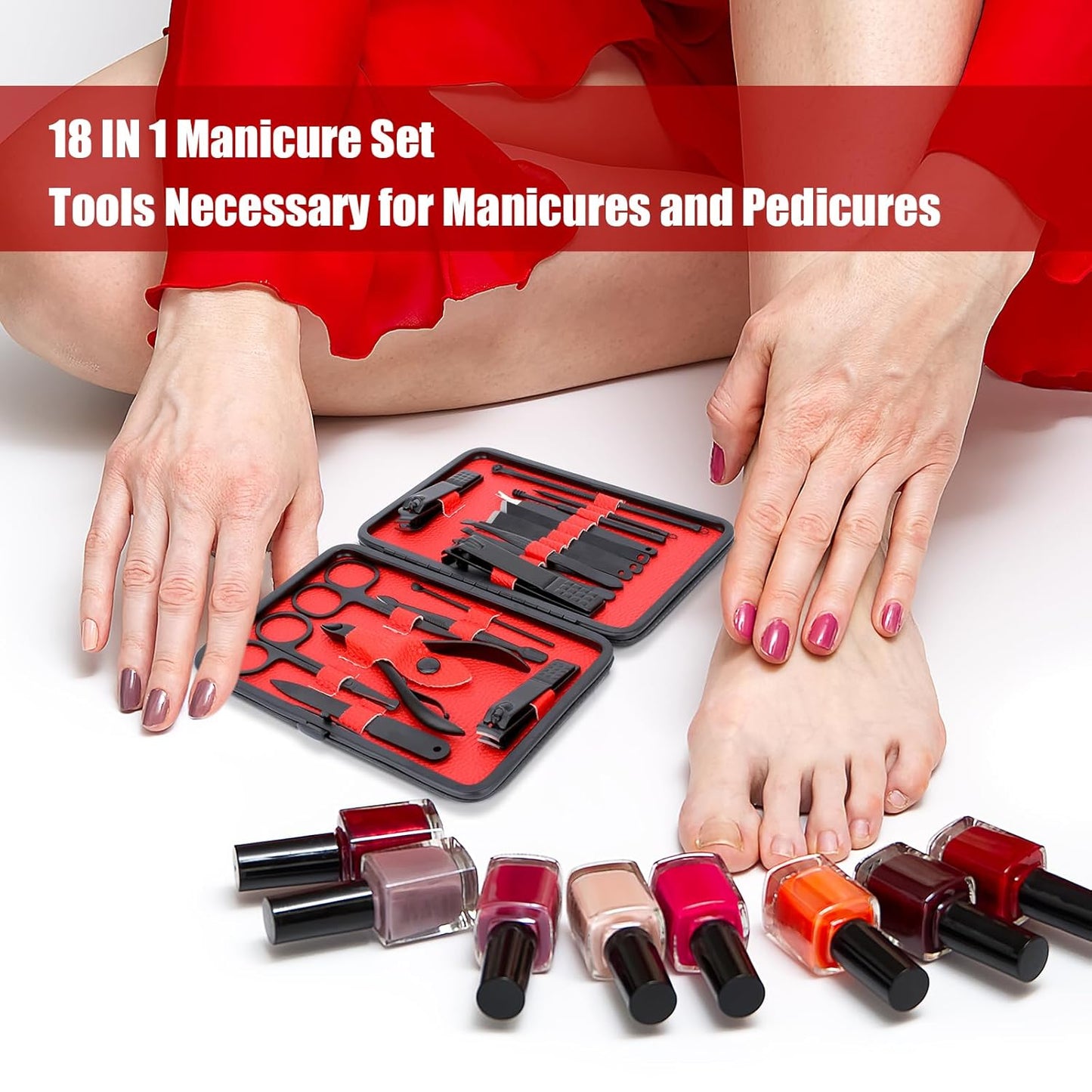 Manicure Set-Stainless Steel Nail Care Set-Professional Ingrown Toenail Clipper Grooming Tool-Pedicure Kit & Toe Nail Cutter-Thick Nail Scissors Toiletries with Cuticle Trimmer