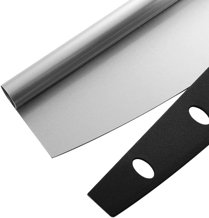 Pizza Cutter Stainless Steel Rocker Slicer - 14 Inch Sharp Knife with Blade Cover, Dishwasher Safe Premium Pizza Oven Accessories