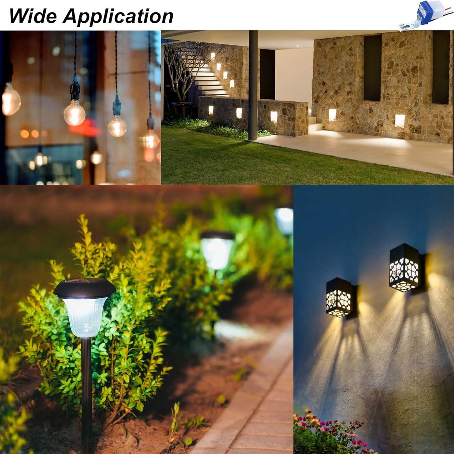 2 Pack AC DC 12V 10A Auto On/Off Photocell Light Switch Photocell Photo Switch Photoelectric Control Light Sensor Switch Dusk to Dawn Photocell Sensor for Outdoor Lighting Fixtures