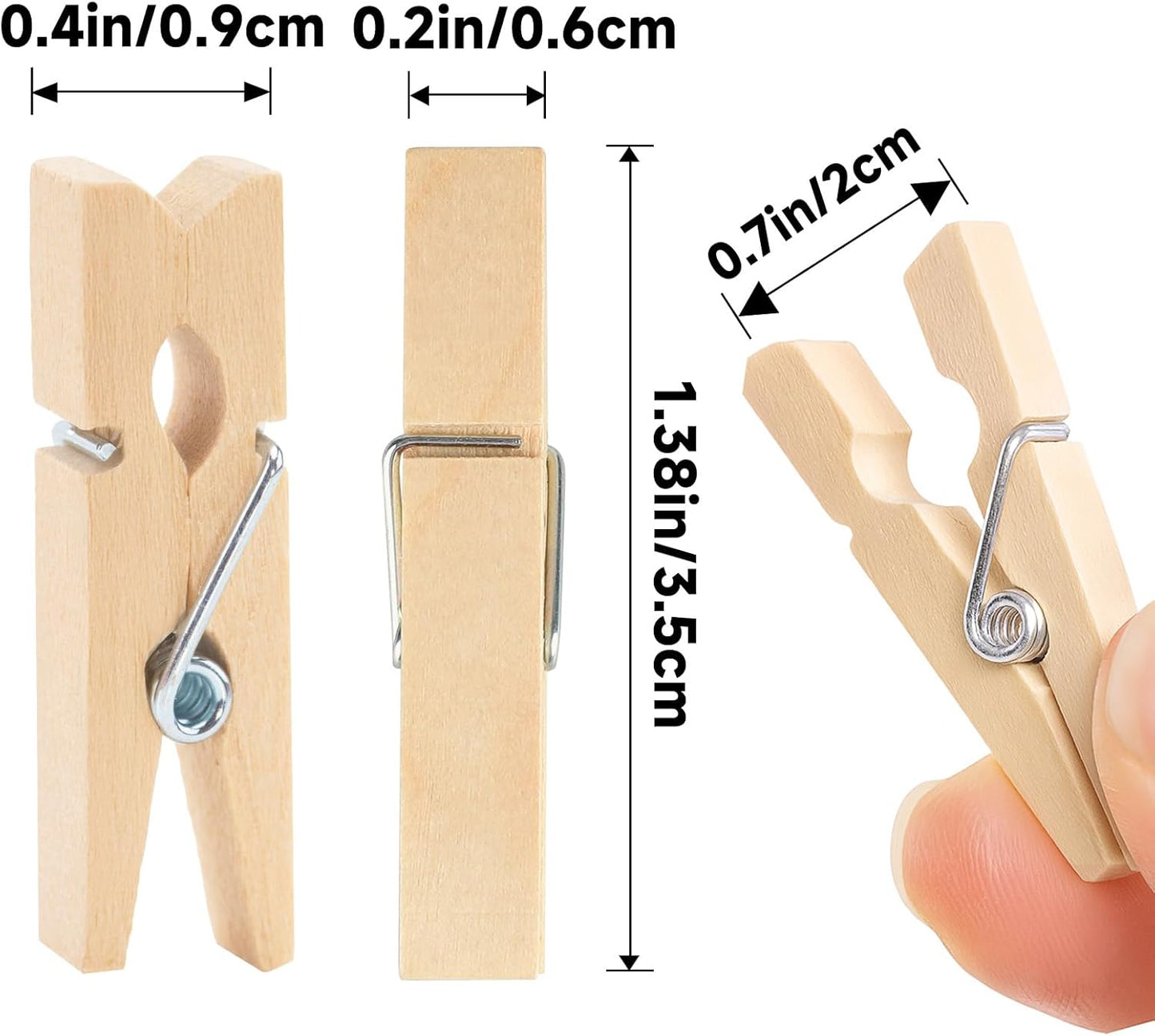 Mini Clothespins Wooden - Small Clothes Pins for Crafts 1.4 Inch,50 Pcs Natural Clothespins Clips with Jute String for Hanging Pictures,Photo Displays,Baby Cloth,Classroom Arts