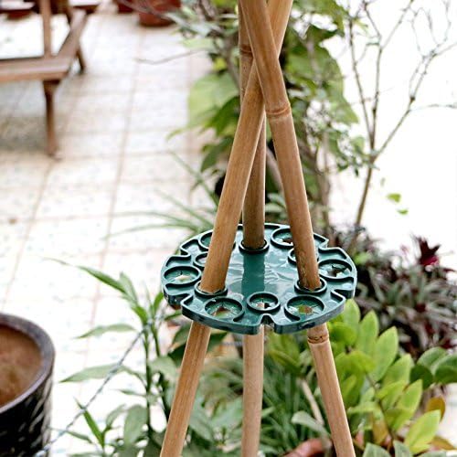 6 Pcs Bamboo Cane Holder Plastic Plant Cane Support Caps Holders for Climbing Plants Sweet Peas Beans Green
