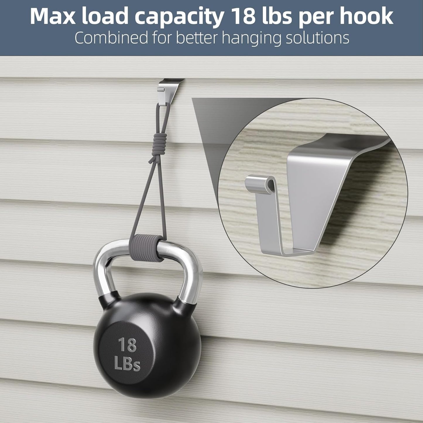 Heavy-Duty Stainless Steel Siding Hooks,20 Pack Vinyl Siding Hooks Hanger,No Hole Siding Hanging Hanger for Hanging on Patio,Vinyl Siding Clips Applicable to Outdoor or Holiday Decoration