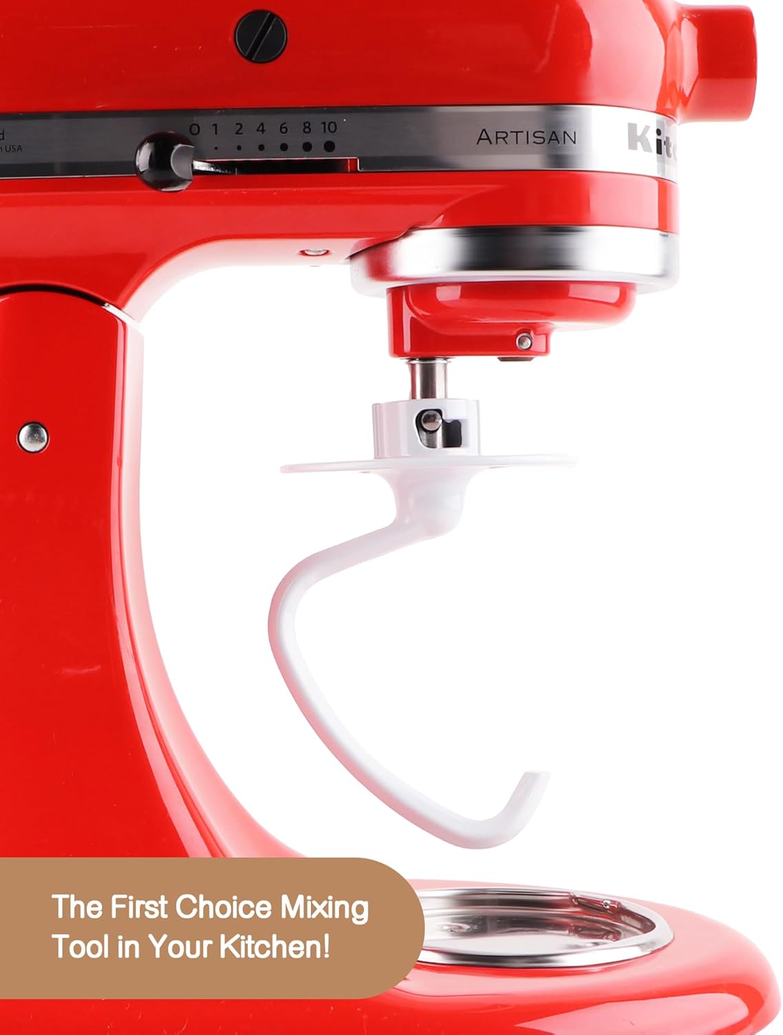 C-Shaped K45DH Coated Dough Hook, Attachment for KitchenAid Tilt-Head Stand Mixers Only, Fits 4.5–5 Quart Bowls, Compatible with K45, K45SS, KSM90, KSM150