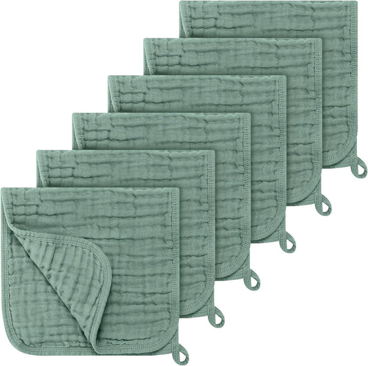 6 Pack Muslin Burp Cloths 100% Cotton 20''x10'' Large Extra Soft and Absorbent Baby Burping Cloth for Boys Girls