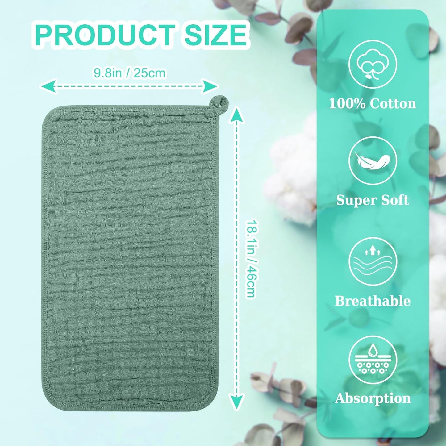 6 Pack Muslin Burp Cloths 100% Cotton 20''x10'' Large Extra Soft and Absorbent Baby Burping Cloth for Boys Girls