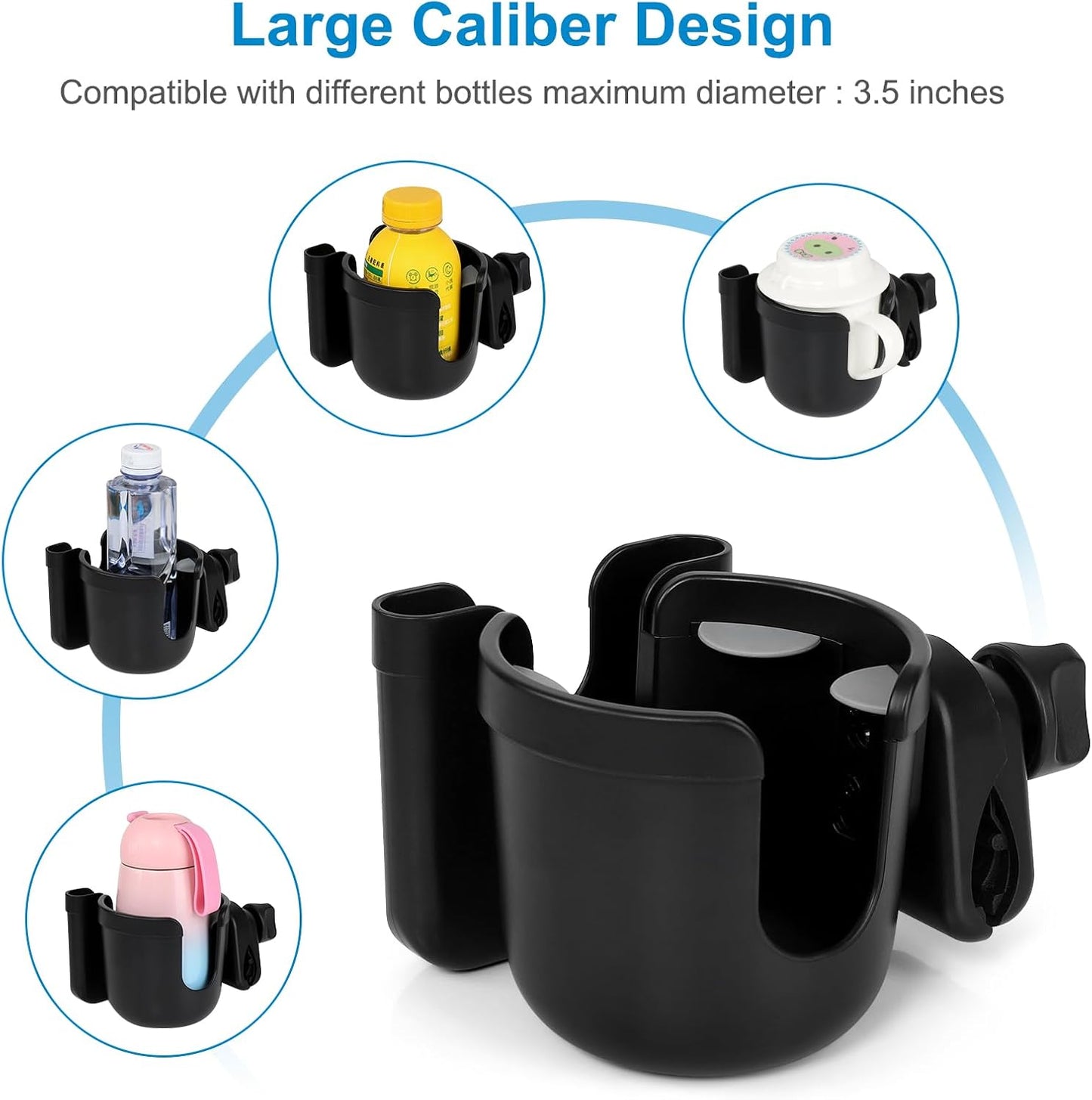 2-in-1 Walker Cup Holder with Phone Holder, Wheelchair Cup Holder, Rollator Cup Holder, Cup Phone Holder for Walker, Wheelchair, Rollator, Mobility Scooter