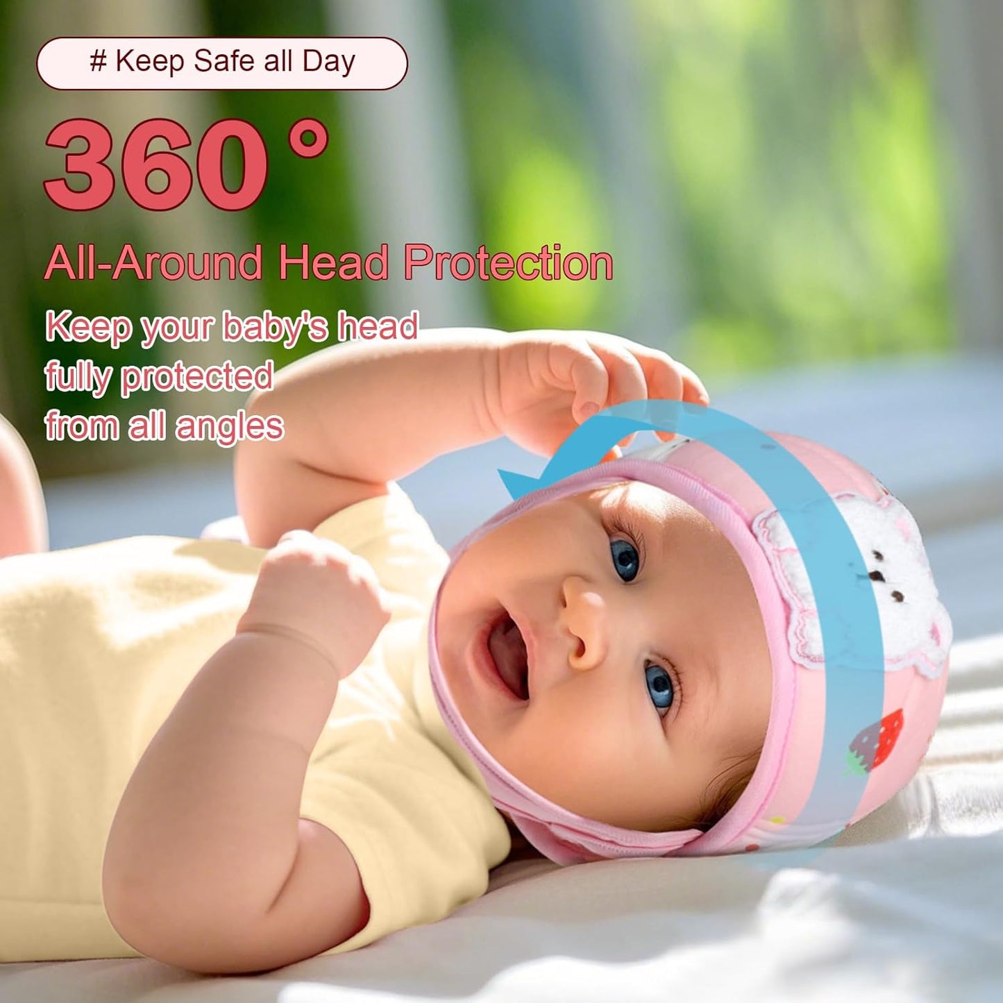 Baby Head Protector, Cute Baby Safety Helmet for Crawling Walking Running, Infant Headguard Soft Cushion Lightweight Breathable Protective Caps, Anti-Collision Toddler Helmets for 6m-24m Girls